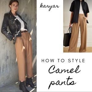 ELODIE Casual Camel Pants size : L